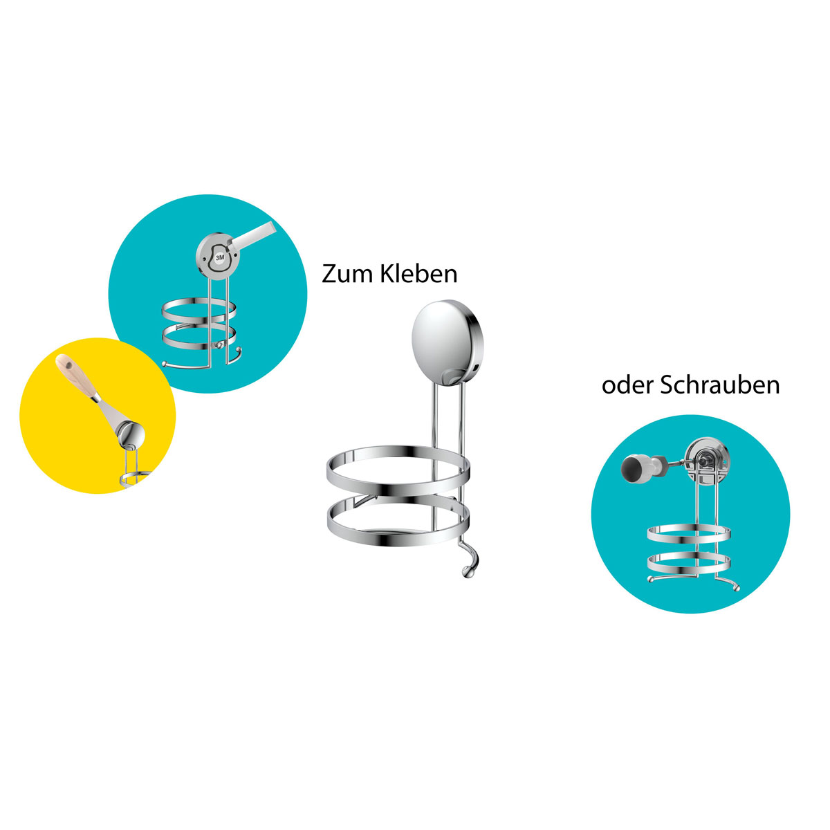 Schütte Haartrockner-Halter zum Kleben oder Schrauben Bild 4