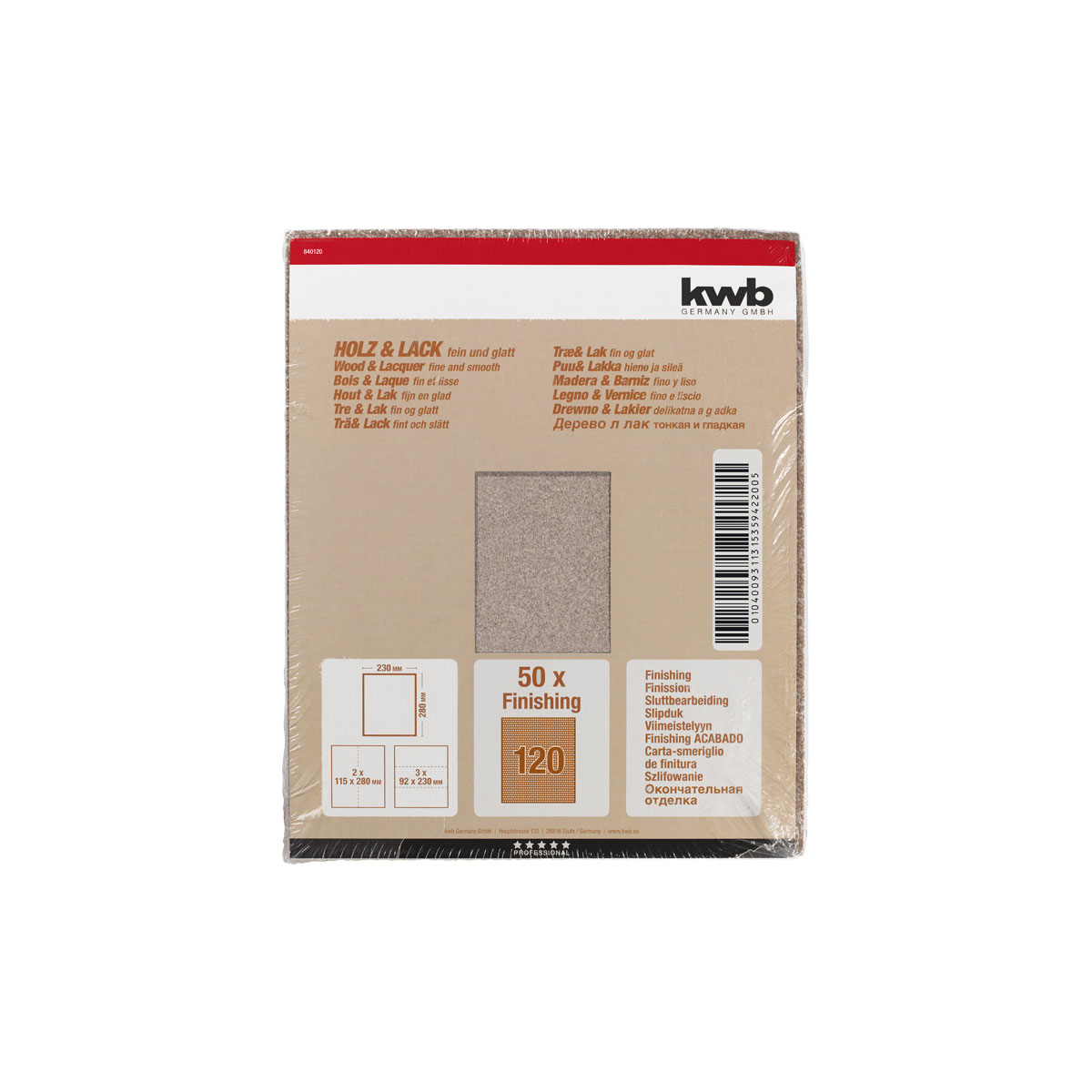 kwb  Schleifpapier Holz und Lack Finishing 230 x 280 mm K120 Bild 2