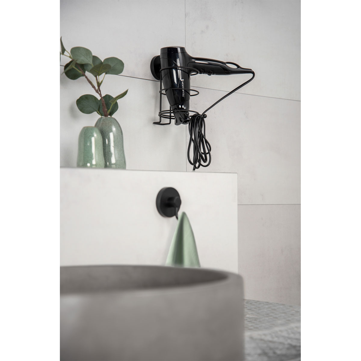 Wenko Haartrocknerhalter Milazzo Schwarz Befestigen ohne bohren Bild 7