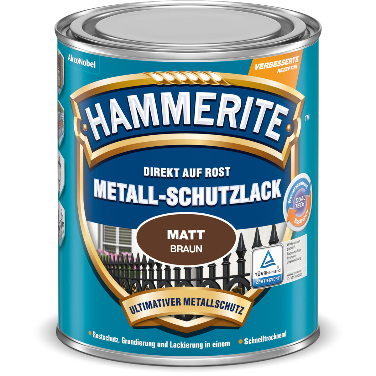 Hammerite Metallschutzlack braun matt 250 ml