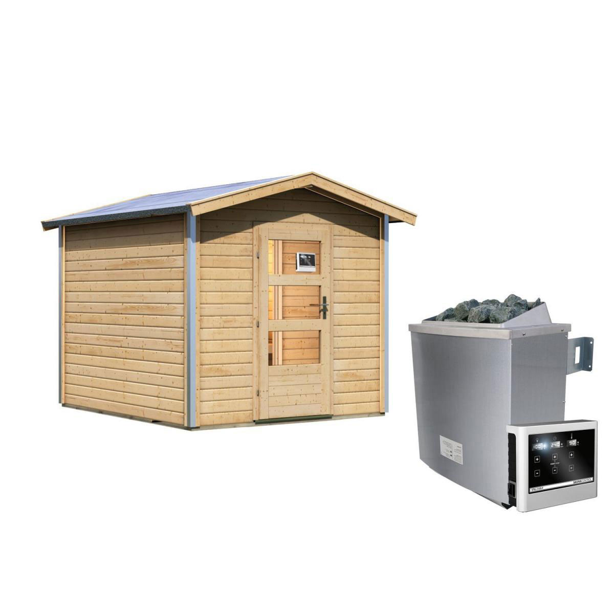 Karibu Saunahaus Bosse 1 38 mm 9 kW Ofen externe Strg moderne Tür Bild 1