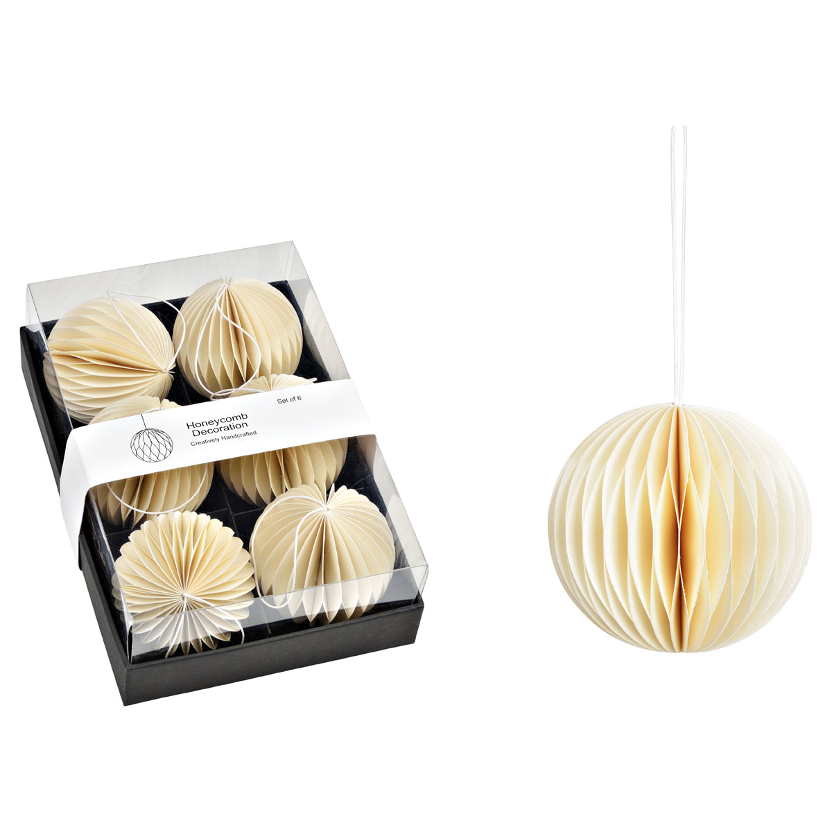 Hänger Honeycomb Kugeln 6er Set aus Papier & Pappe weiß 24 x 8 x 16 cm D8 cm