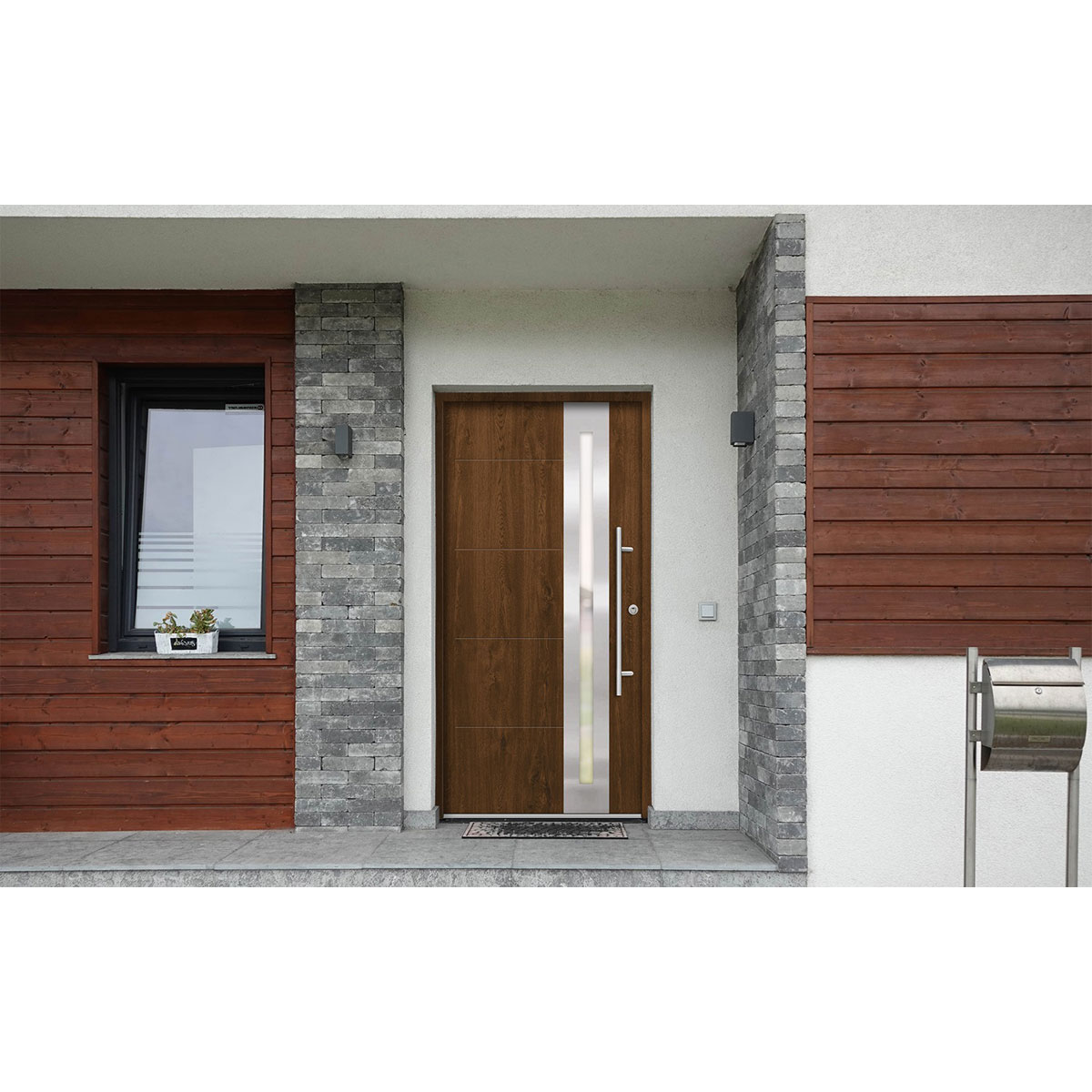 SplenDoor  Premium-Haustür Passivedoor Eksjo RC2 energiesparend einbruchsicher nussbausm 100 x 200 cm rechts Bild 2