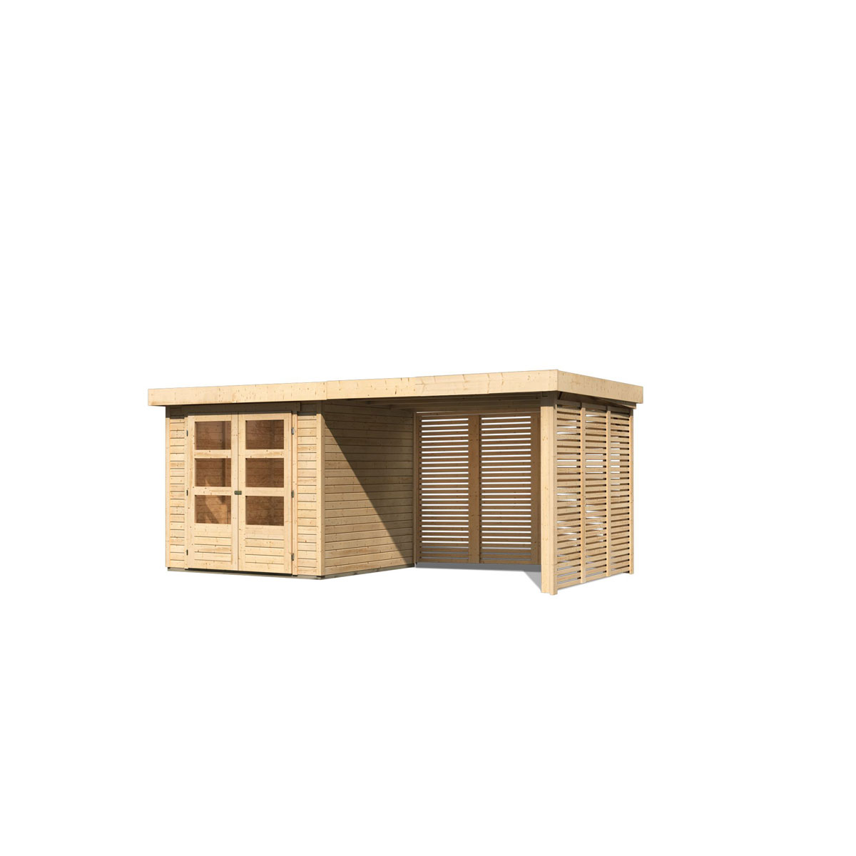 Karibu BBH Askola 2 Set mit Anbaudach naturbelassen Bild 4