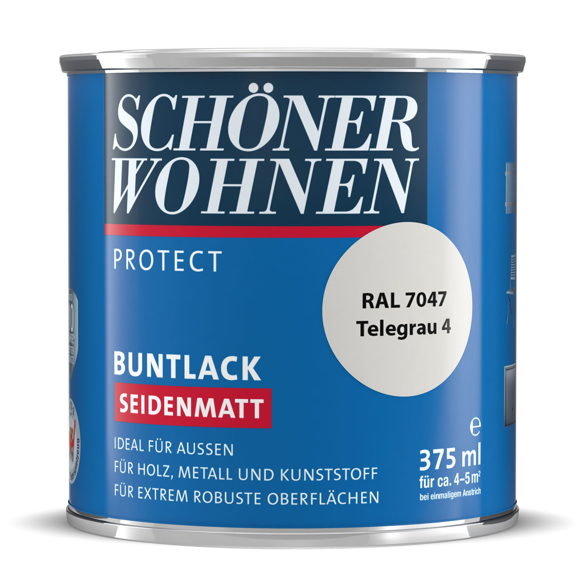 Schöner Wohnen Farbe Buntlack Protect Telegrau seidenmatt 375 ml