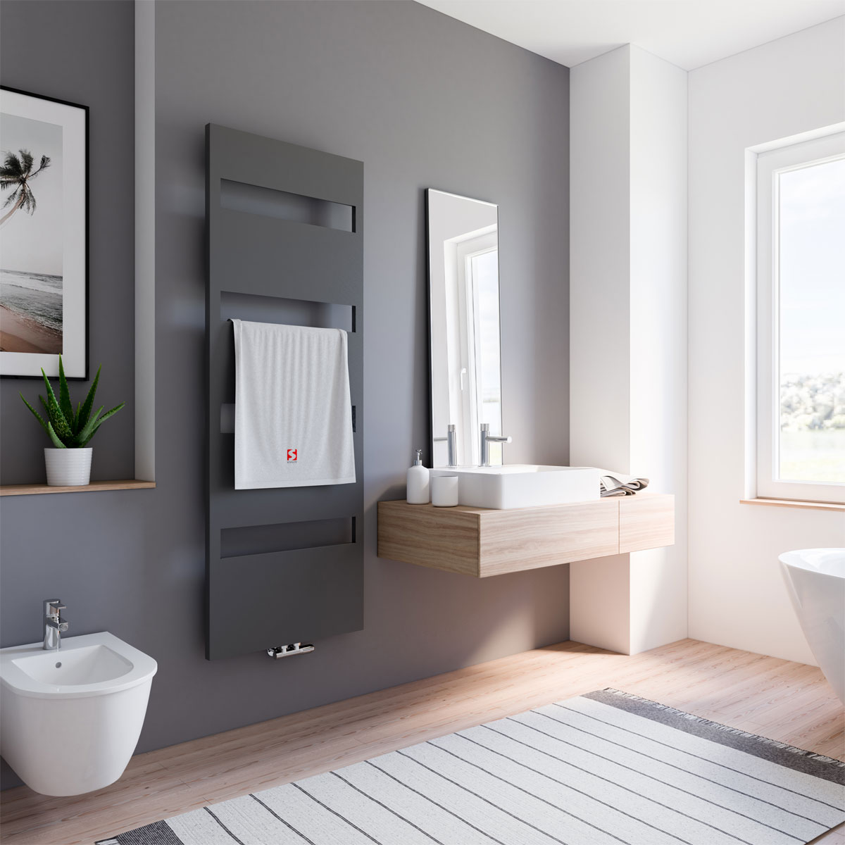 Schulte ExpressPlus Design-Heizkörper Turin anthrazit 620 Watt Bild 1