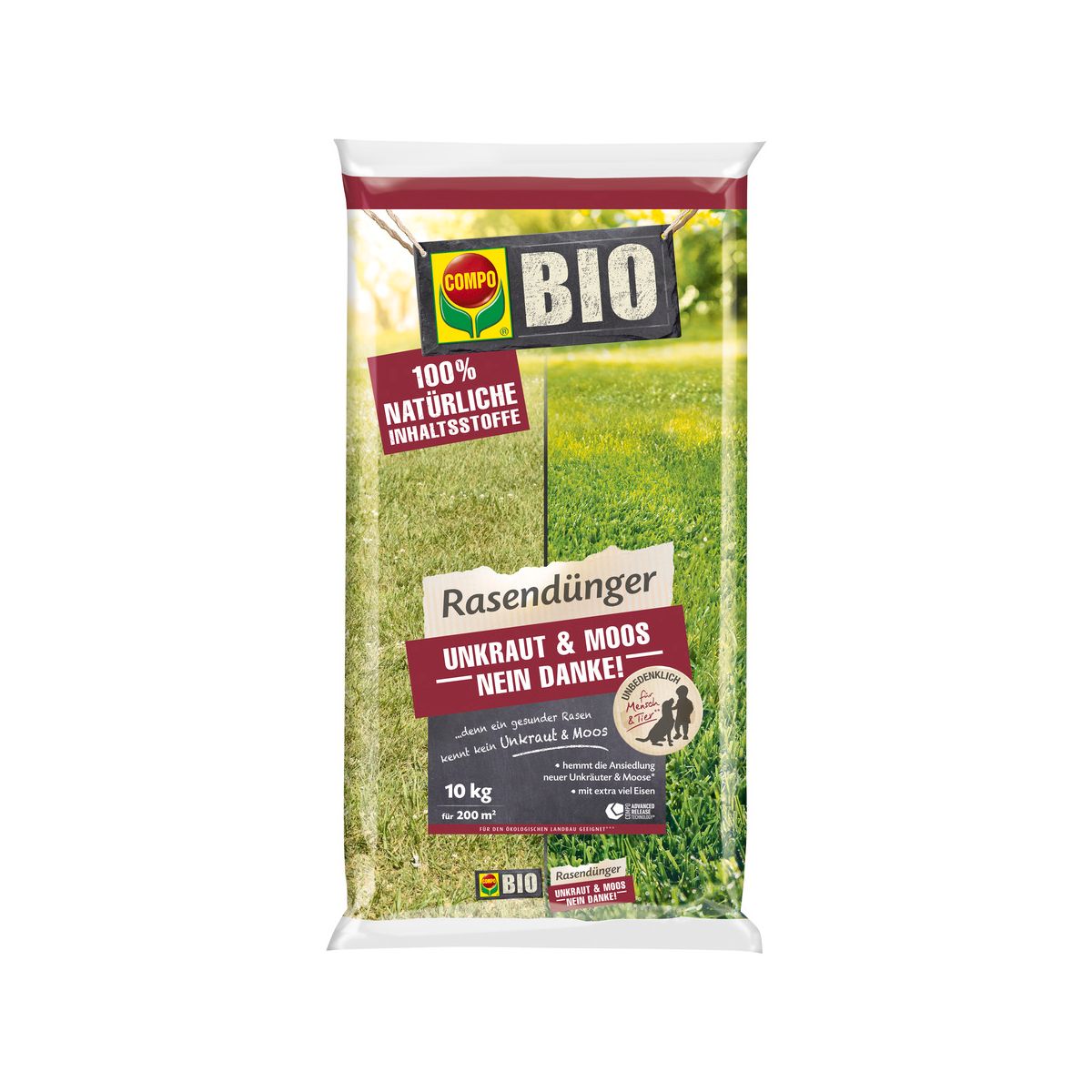 Compo BIO Rasendünger Unkraut & Moos 10 kg für 200 m²