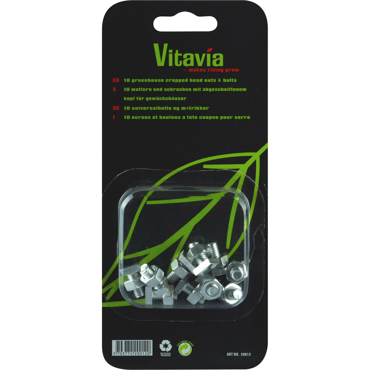 Vitavia  Schrauben-/Mutternsatz, 10 Stück, angeschnitten