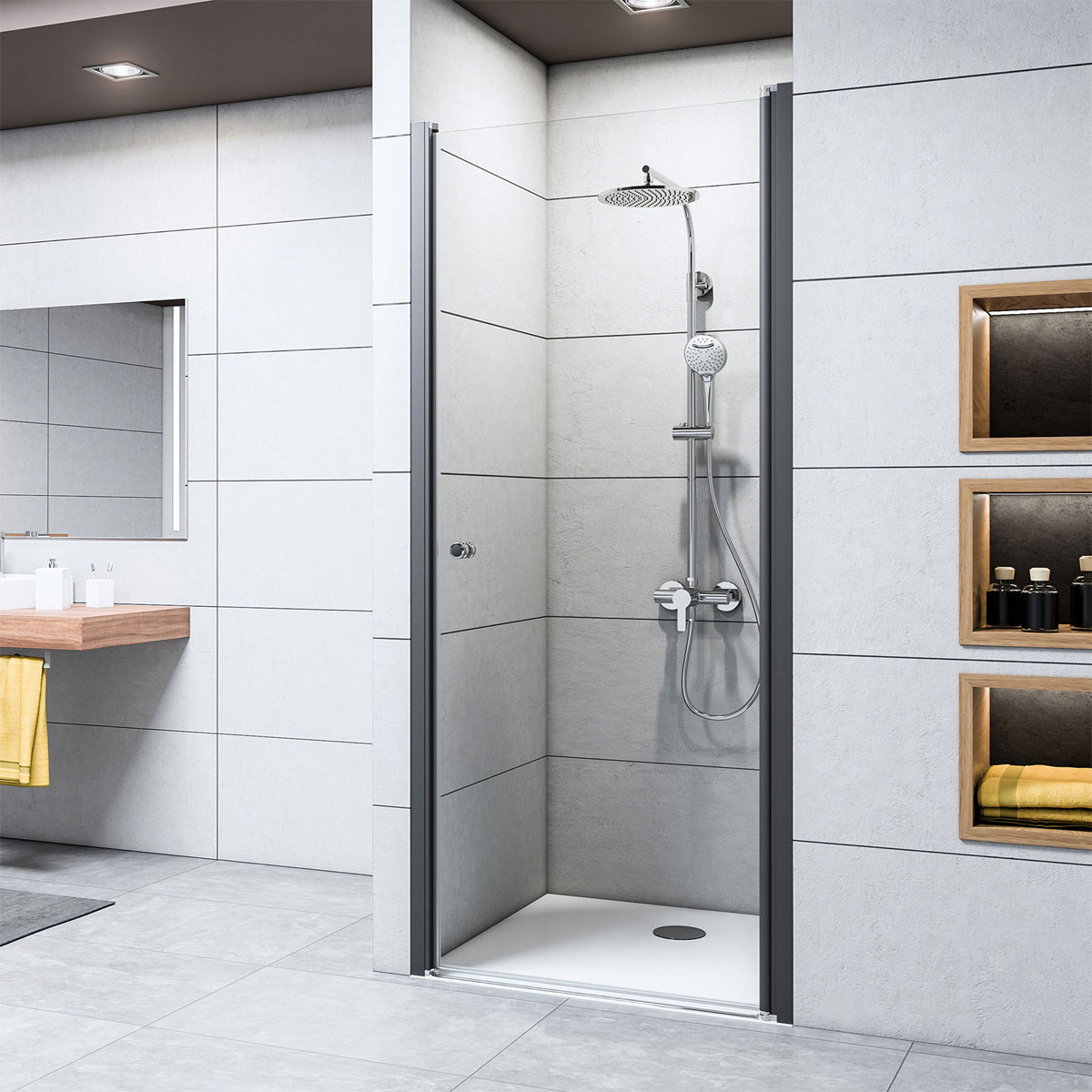 Breuer  Drehtür Elana 6 für Nische Anschlag rechts schwarz matt Terrazzo 1000 mm Bild 1