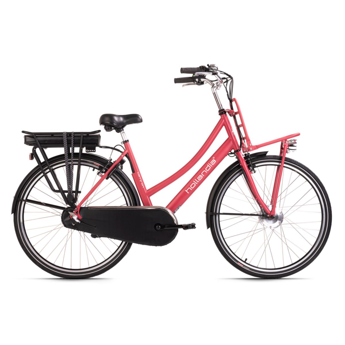 Alu E-Citybike Damen Hollandia Carry on 28'' E-Bike rot 250 Watt Li-Ion 36V/13 Ah 3 Gänge