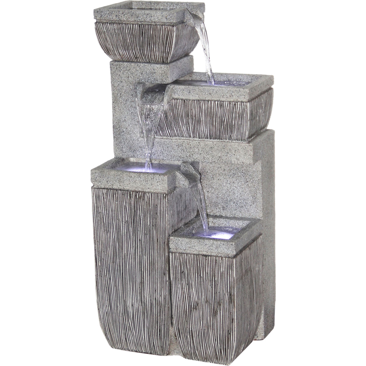 dobar XL Design-Gartenbrunnen mit LEDs 32,3 x 80,3 x 38,7 cm grau Bild 4