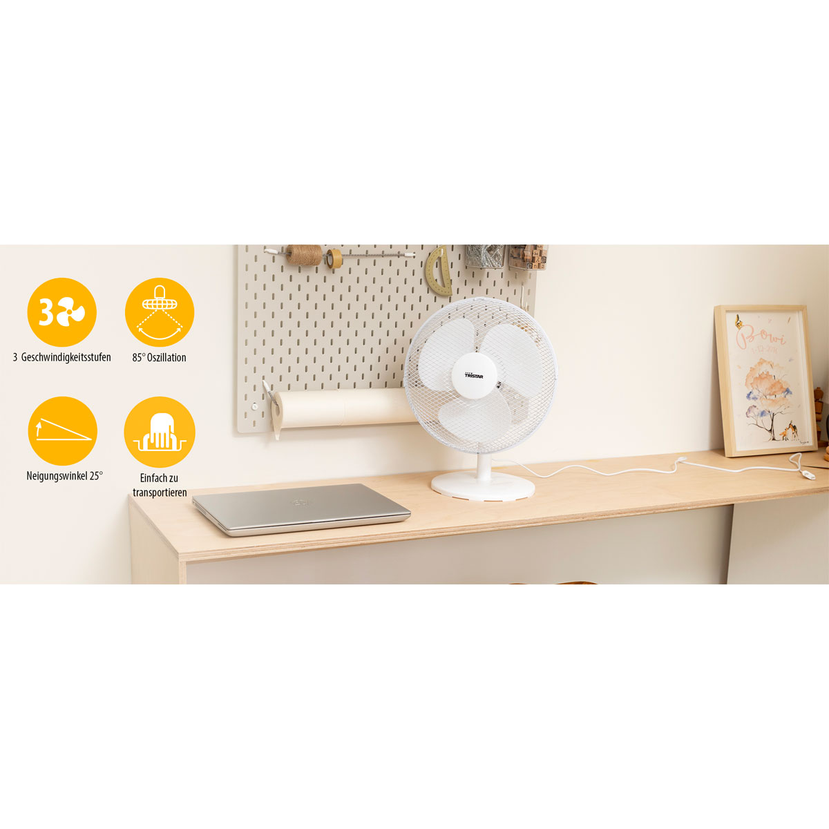 Tischventilator ⌀ 30 cm weiß Bild 10