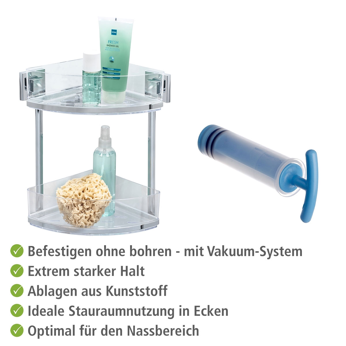 Wenko Vacuum-Loc Eckregal Quadro 2 Etagen Bild 4