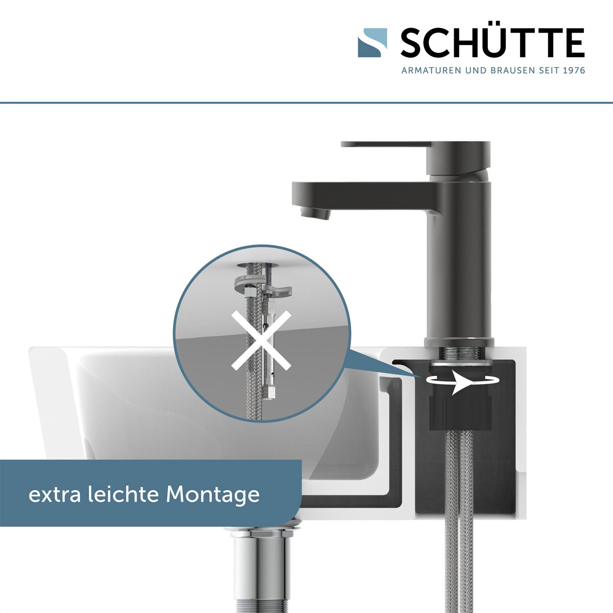 Schütte Waschtischarmatur Elephant graphit-matt inkl Push-Open-Ventil Bild 7