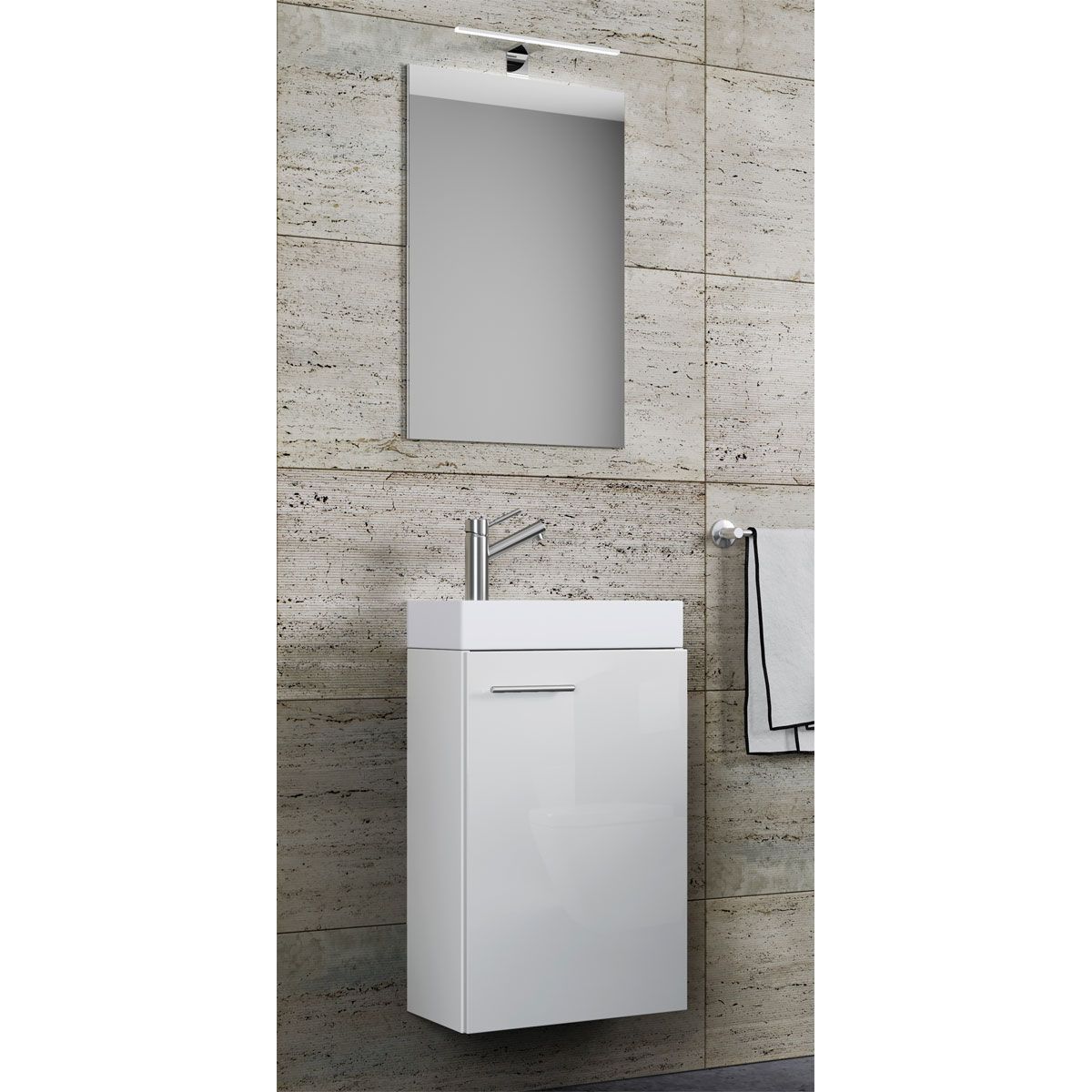 Gäste-Waschplatz Slito mit Spiegel inkl Beleuchtung weiß Bild 2