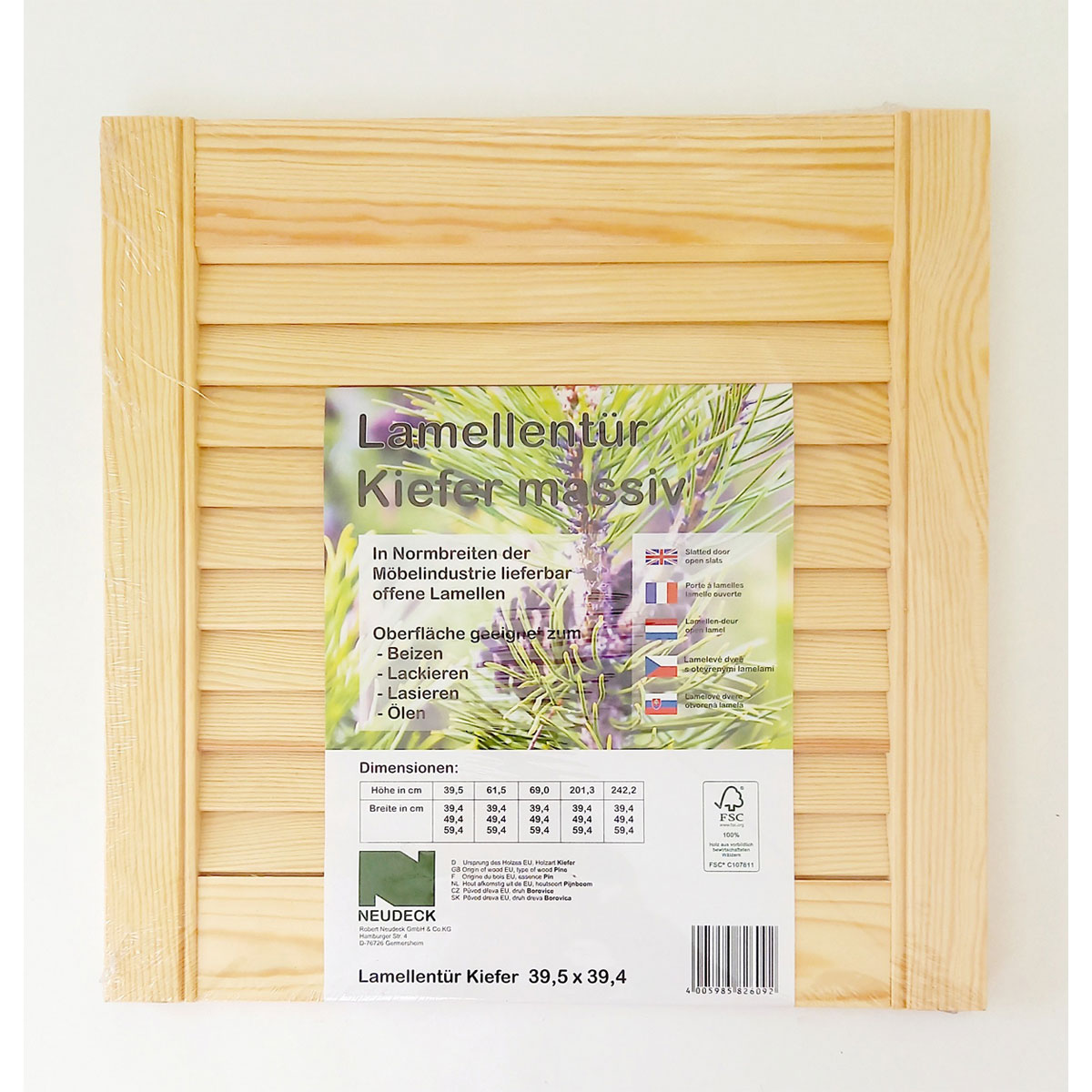 Lamellentür 39,5 x 39,4 x 2 cm Kiefer massiv Bild 1