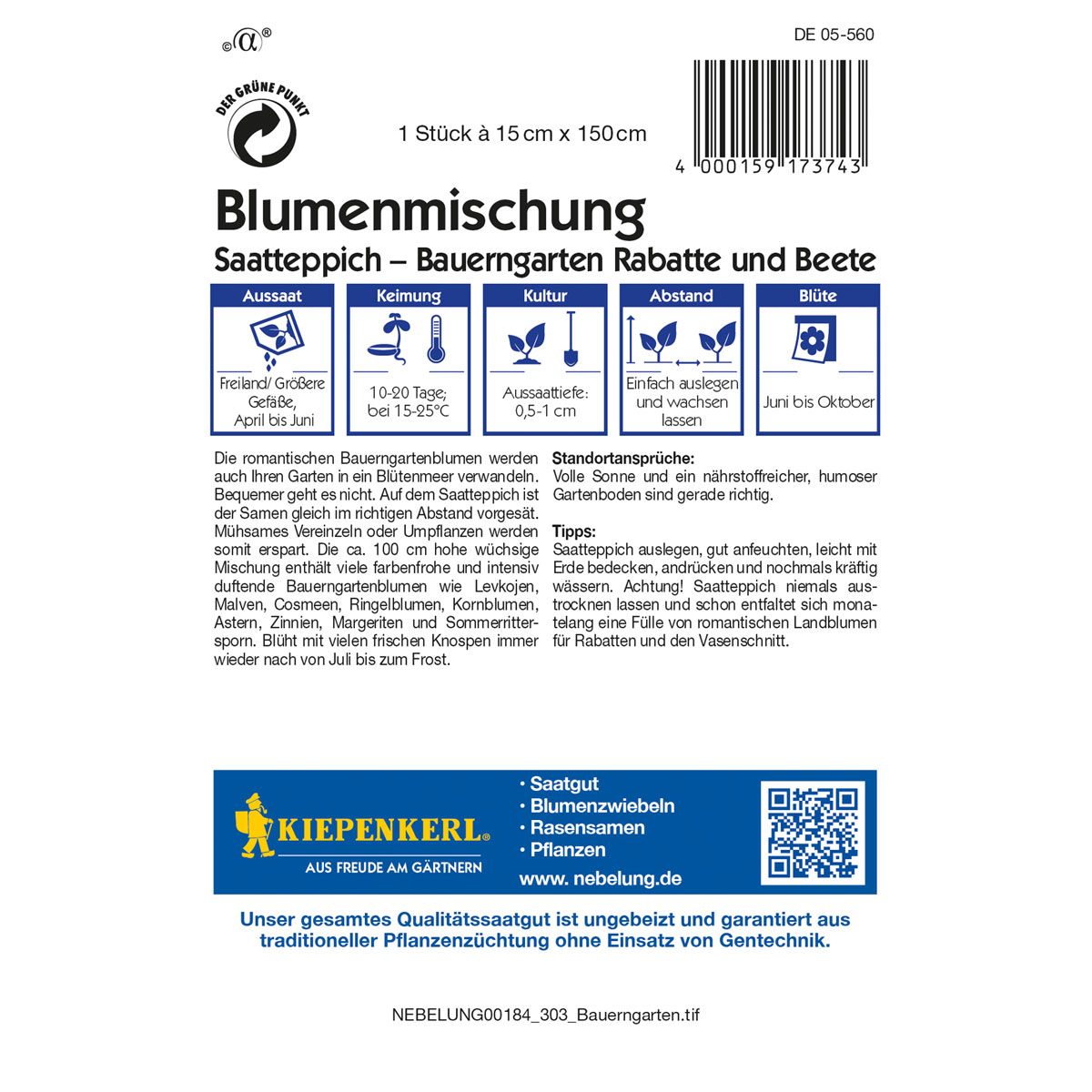 Kiepenkerl Blumenmischung Bauerngarten Rabatte und Beete Saatteppich Bild 2