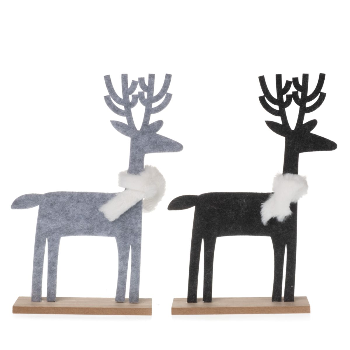Hirschfigur auf Stand 2er-Set grau