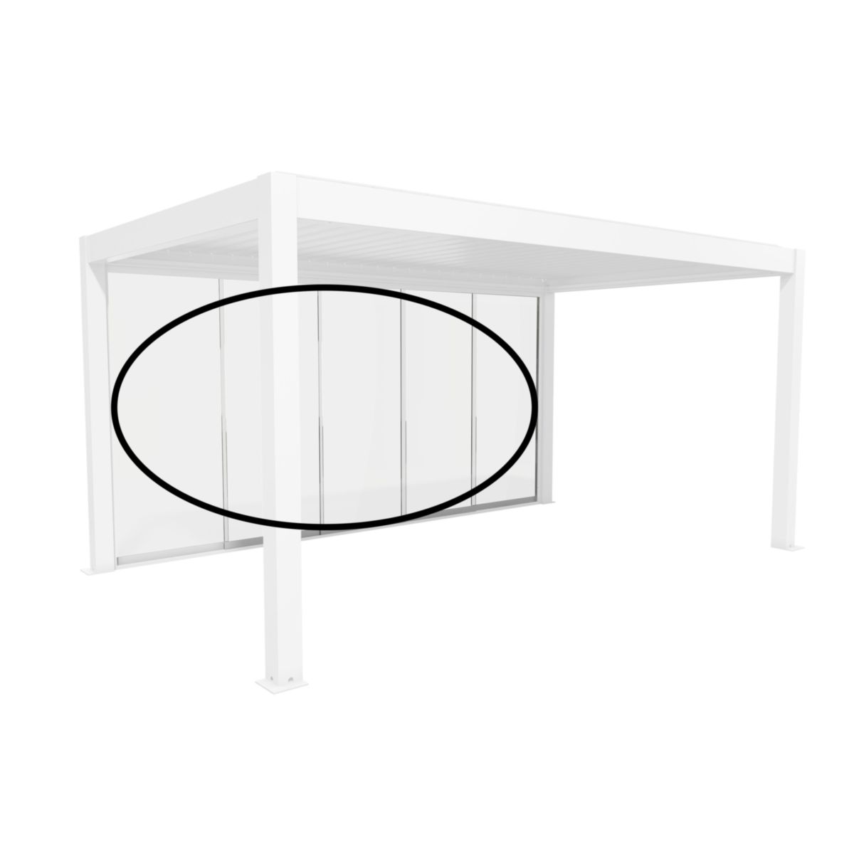 Biohort Glasschiebewand Klarglas 5m weiss für Pergola