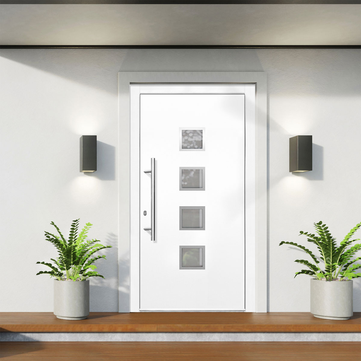 Kunststoff-Haustür Prestige KP08 DIN L weiß 110 x 210 cm Bild 5