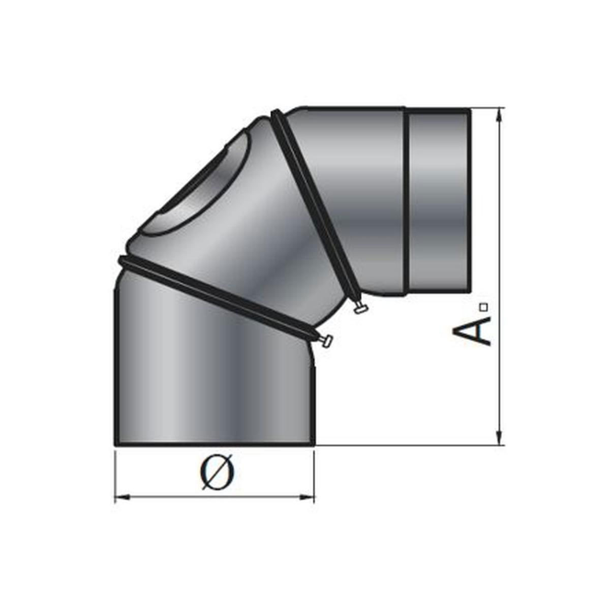 MyFireTool  Rauchrohrbogen 90 Grad Ø150 mm schwarz 2 mm mit Tür verstellbar