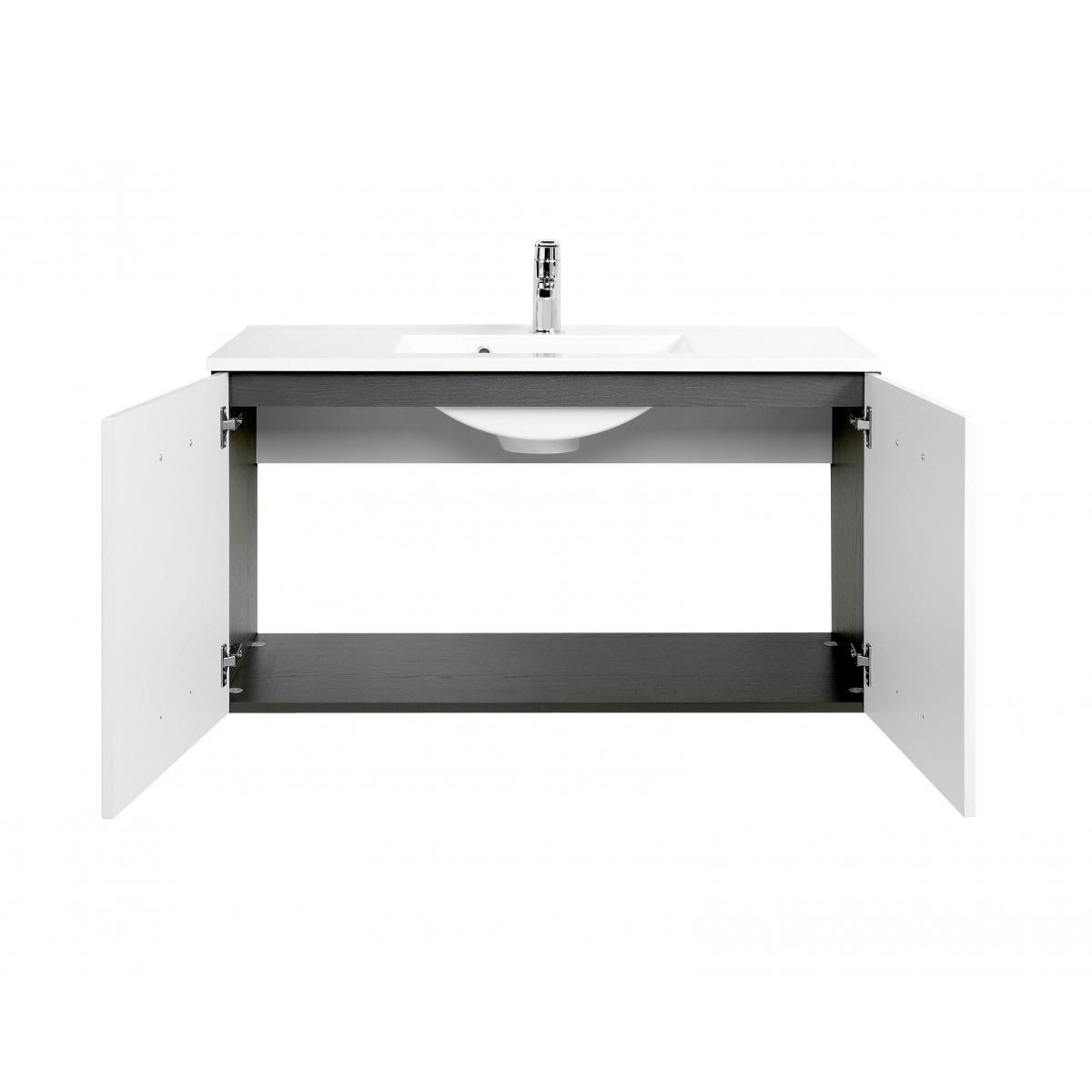 HELD Waschtisch 100 graphitgrau-weiß Hochglanz 2 Türen Bild 2