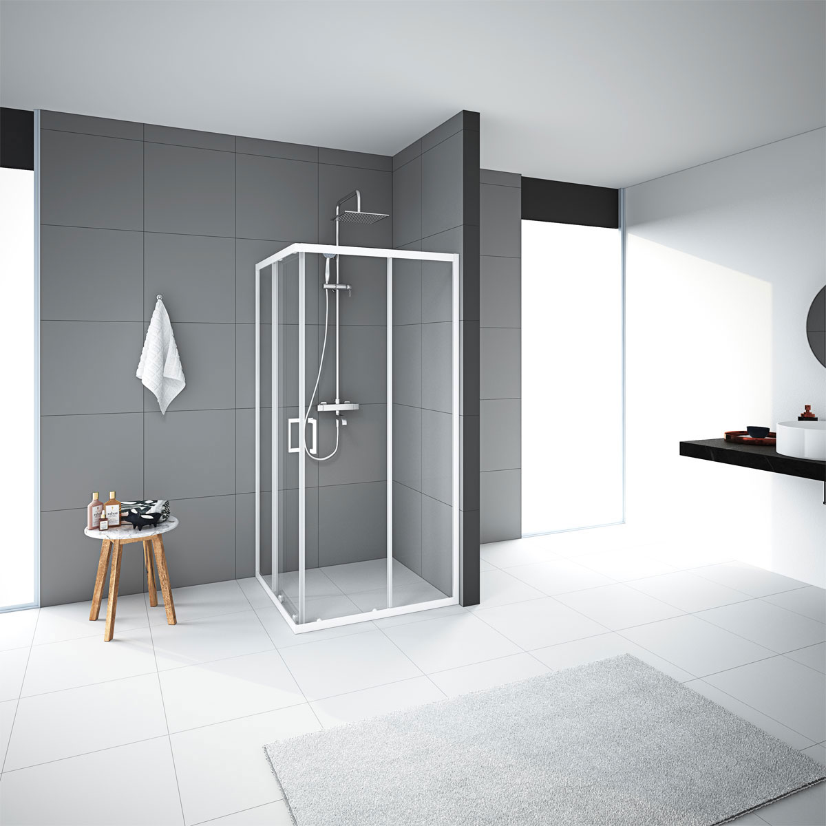 Aurlane Glasdusche Factory eckig weiß 90 x 200 x 90 cm Bild 5