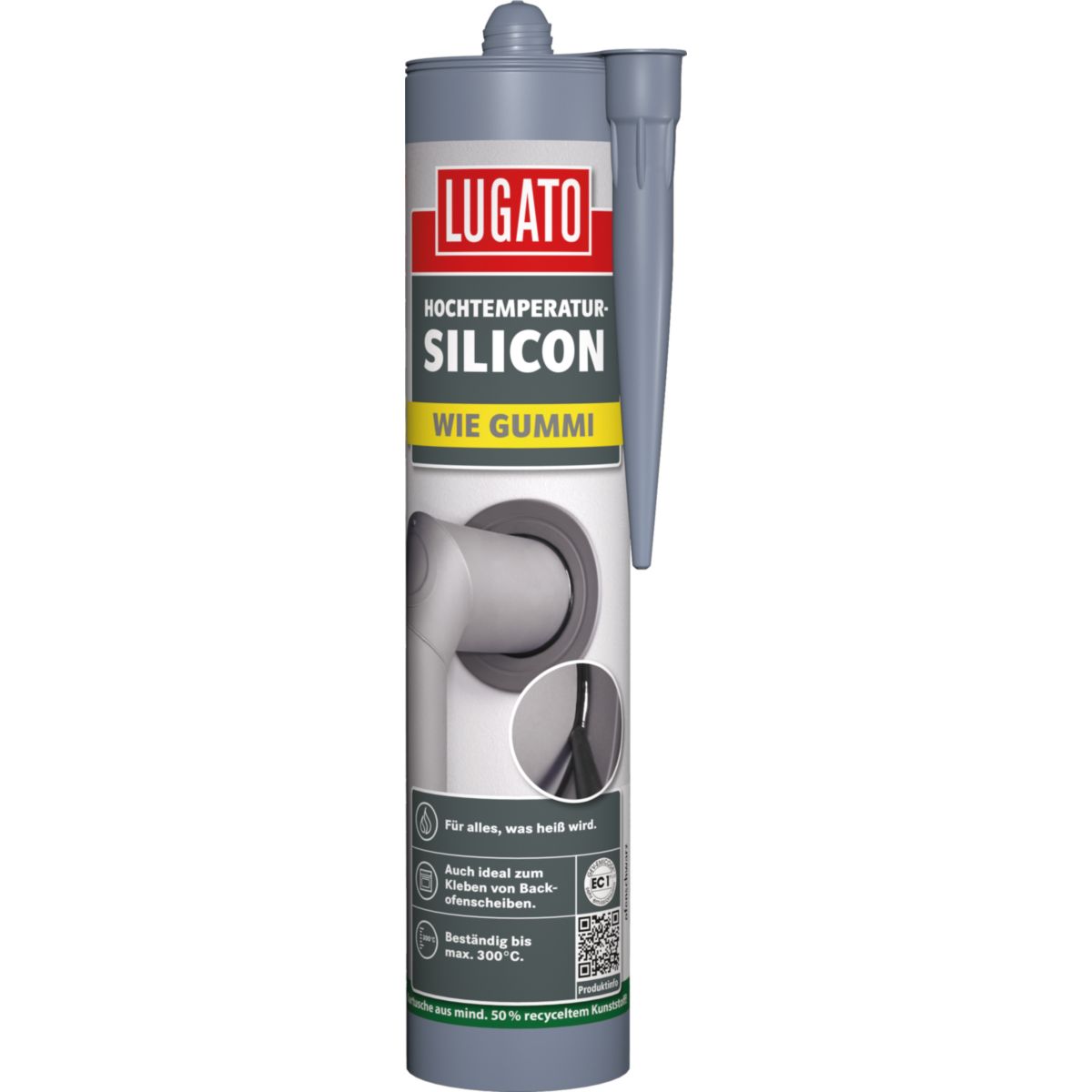Lugato Hochtemperatur-Silikon Wie Gummi Ofenschwarz 310 ml