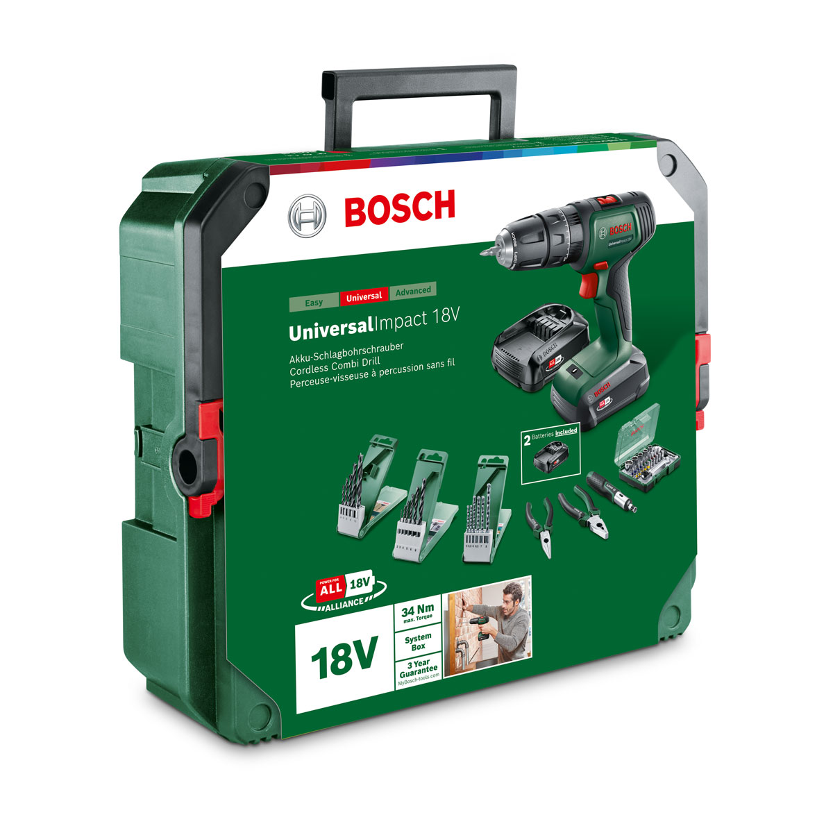 Bosch  Akku-Schlagbohrschrauber UniversalImpact 18V 2 Akkus Ladegerät und Zubehör Bild 2