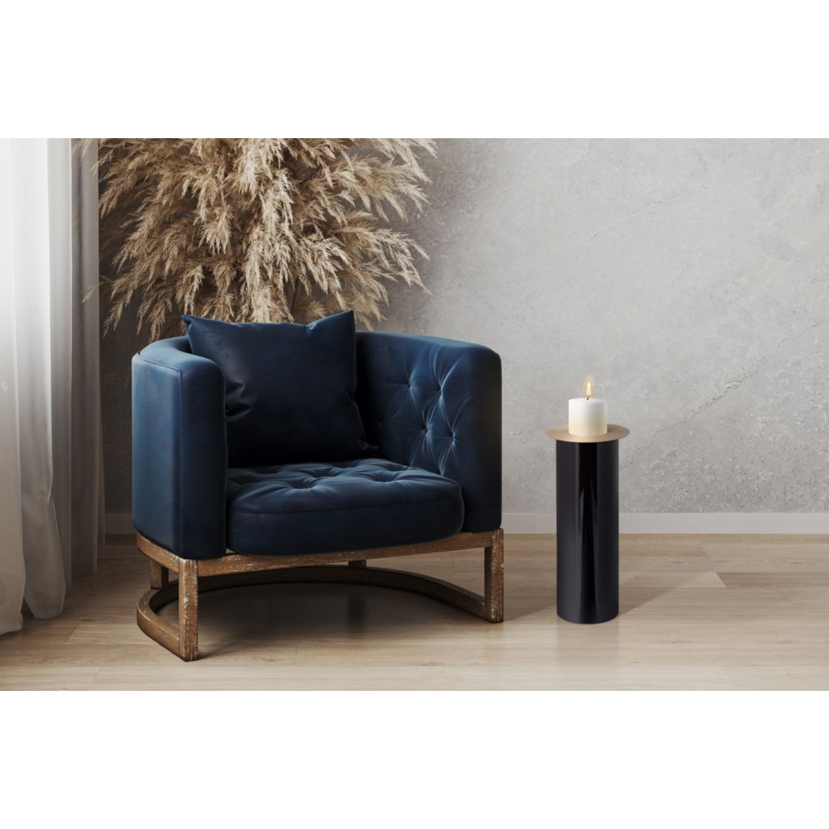 Bodenkerzenständer Art Deco 185 schwarz gold Bild 2