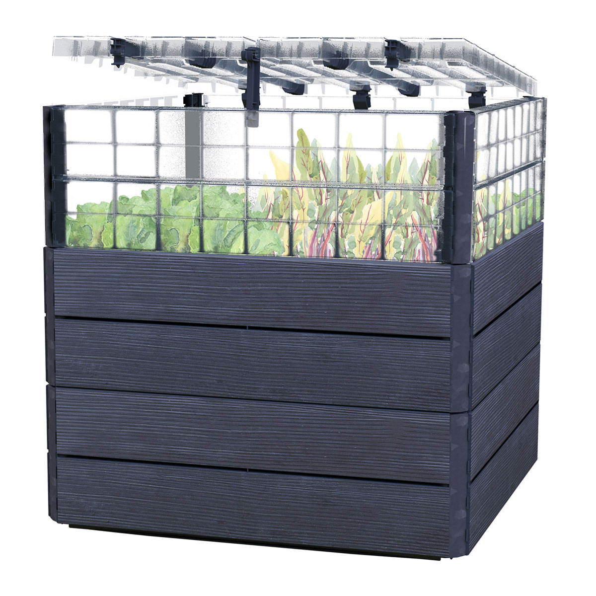 Garantia  Hochbeet Ergo Quadro TurboPlus L 80 Wood, inkl. FLORA Wassersparsystem