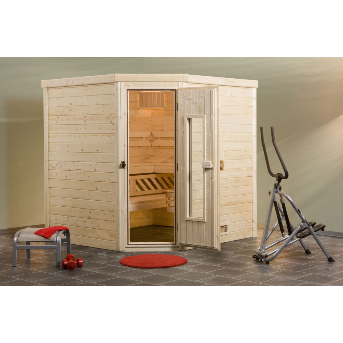 Weka  Massivholzsauna 536 HT Größe 1 OS 45 mm mit Saunaofen 7,5 kW Bild 2