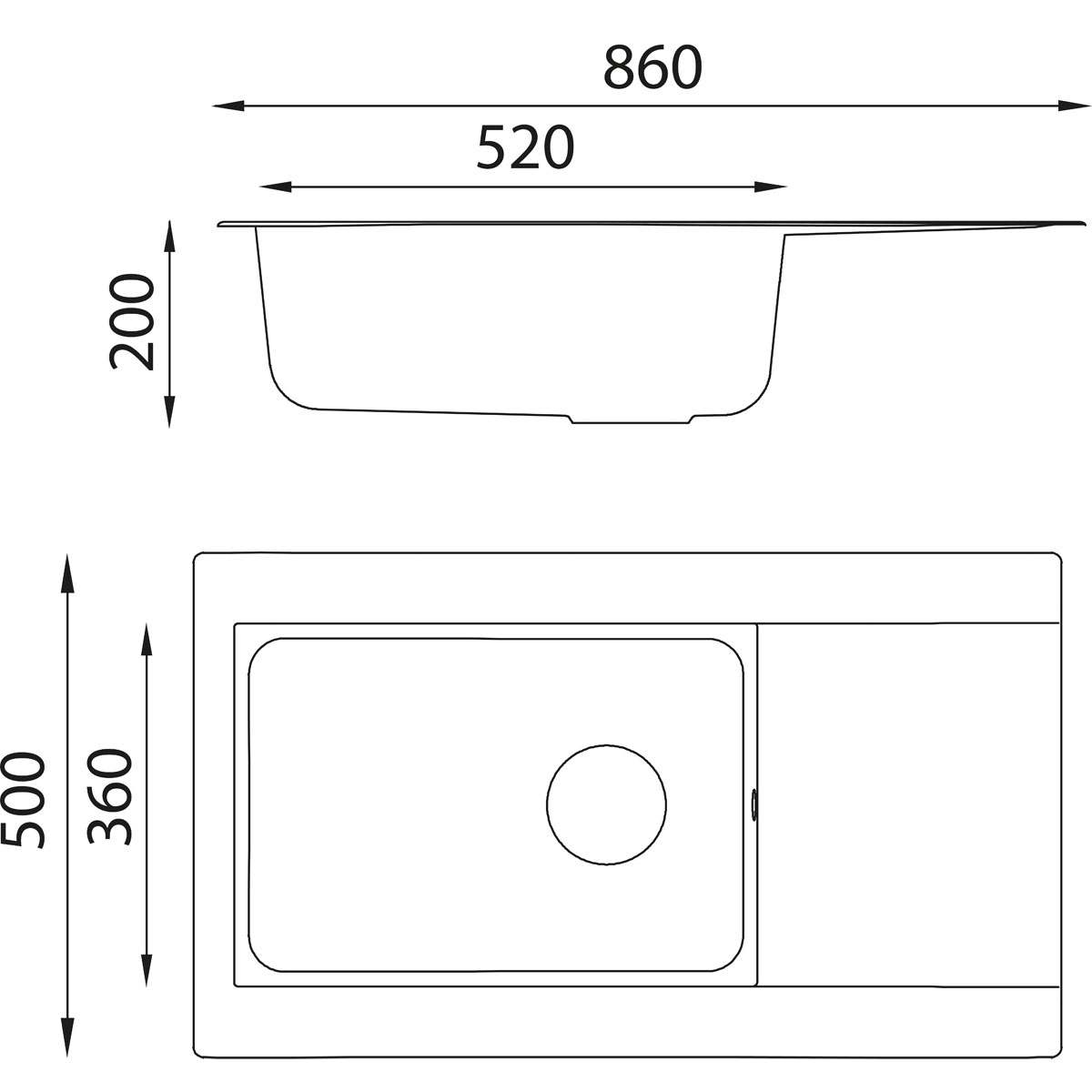 Respekta Mineralite Einbauspüle Denver 86 x 50 cm grau Bild 3