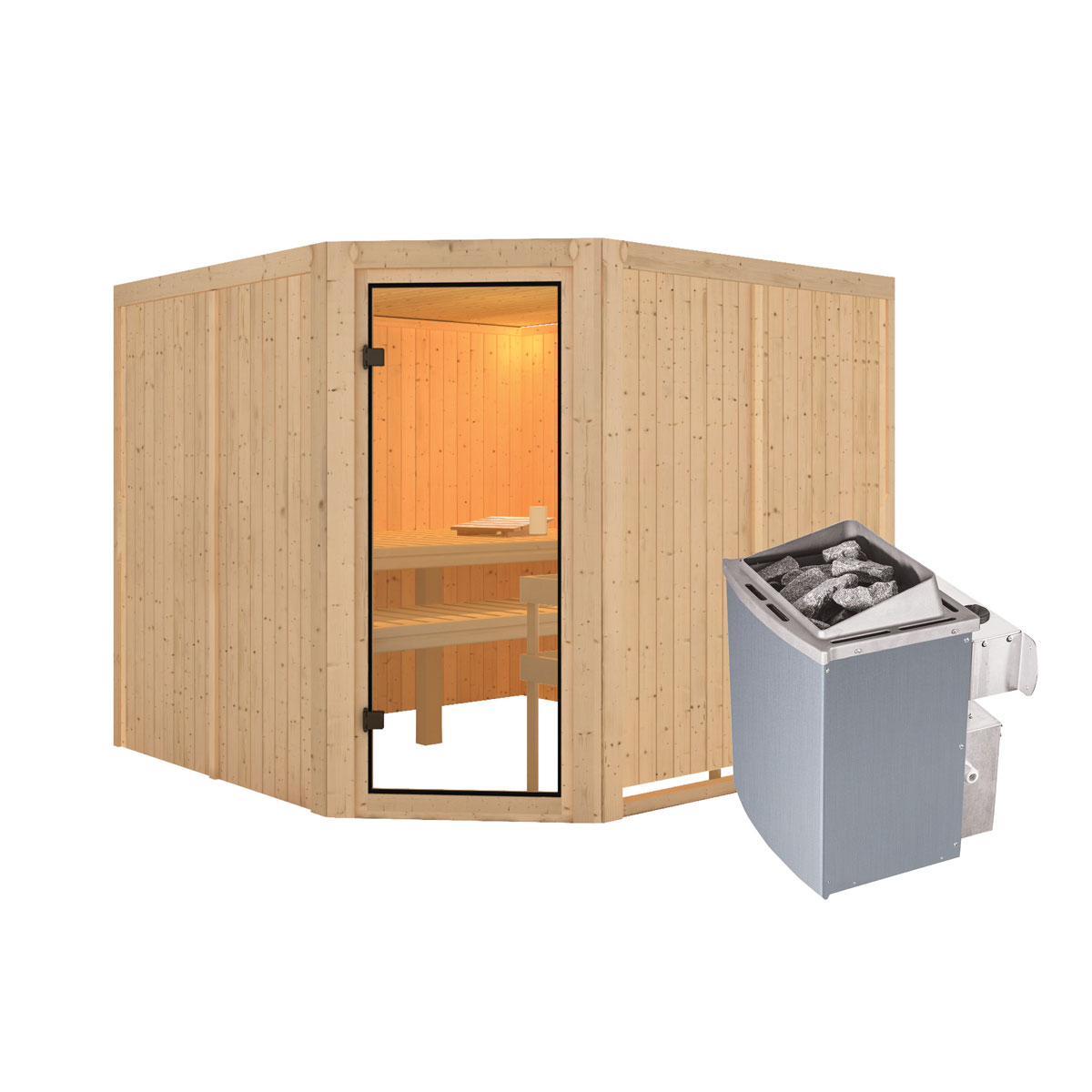 Karibu Sauna Ystad naturbelassen integrierte Steuerung Bild 3