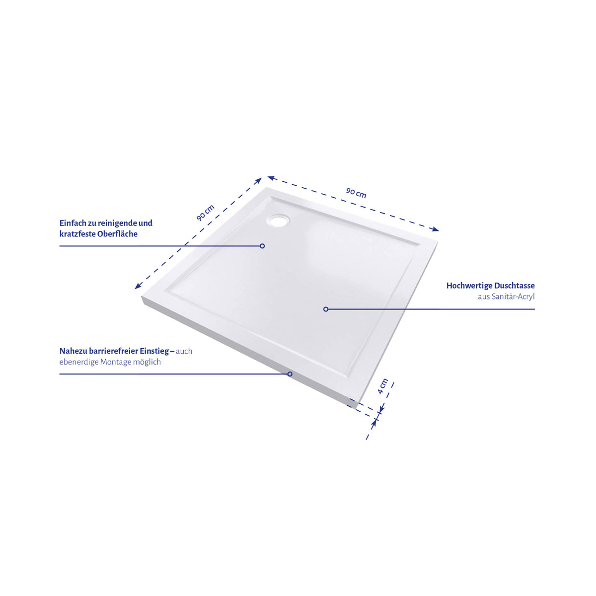 Aurlane Duschtasse Pure Acryl 90 x 90 cm Bild 4