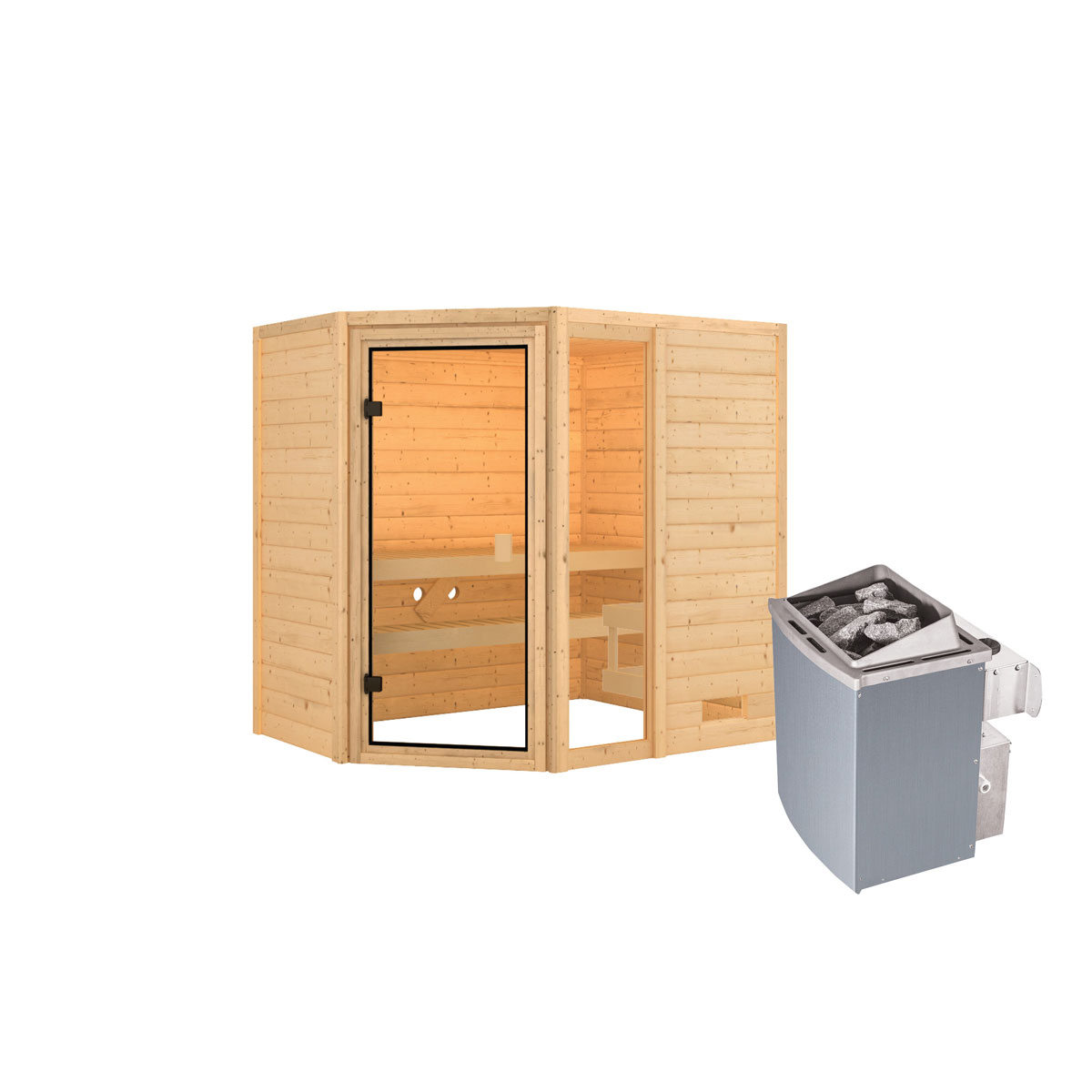 Karibu Sauna Jada naturbelassen integrierte Steuerung ohne Dachkranz Bild 2