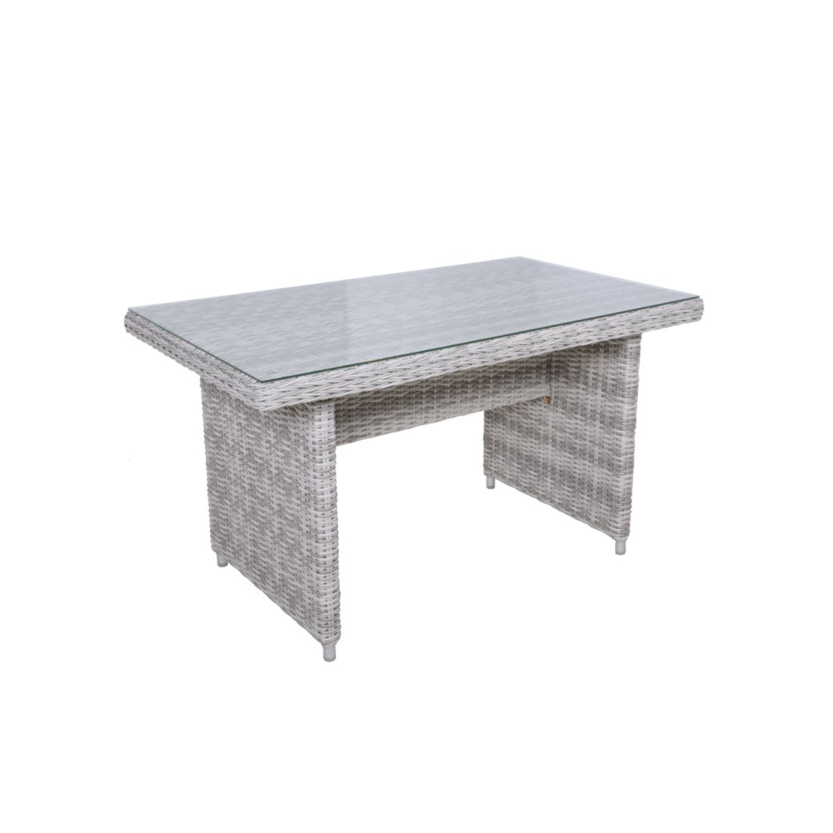 Garden Pleasure Tischgruppe LYON, 6-tlg., grau Alu / Kunststoffgeflecht, halbrund Bild 2