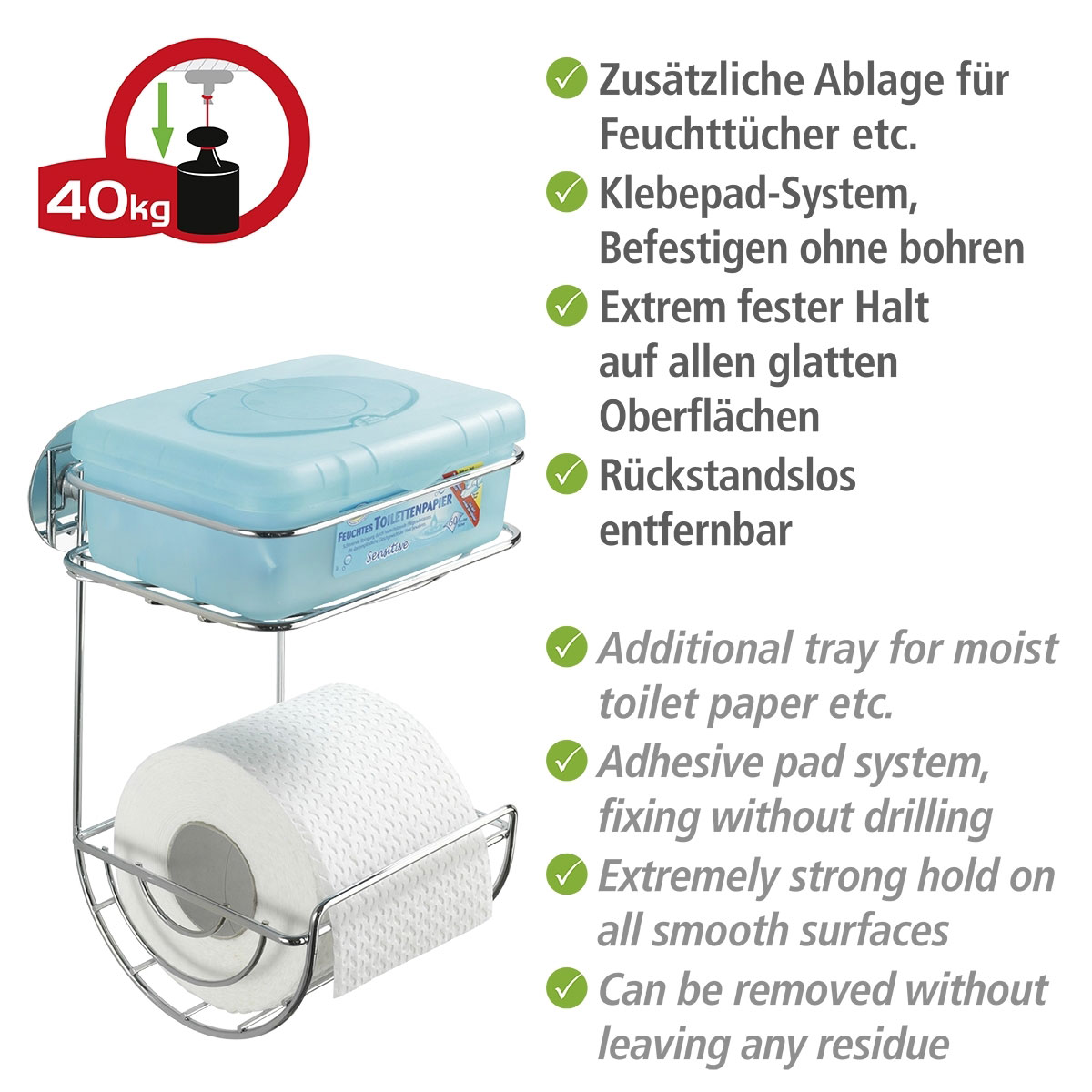 Wenko Turbo-Loc Toilettenpapierhalter mit Ablage Bild 3