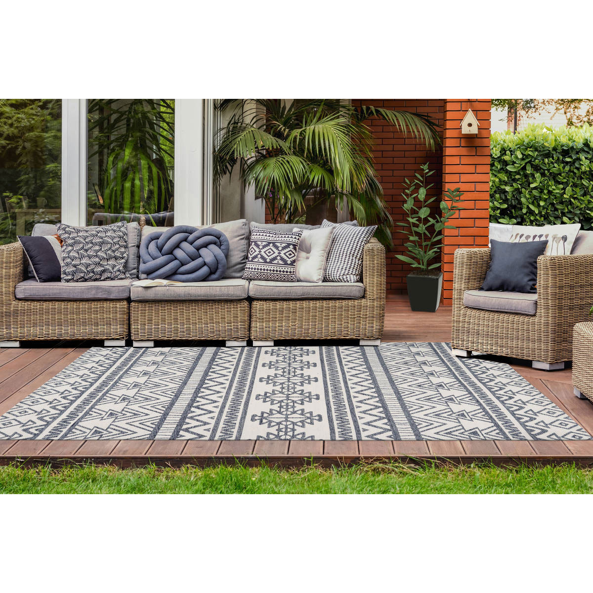 Outdoor-Teppich Yoga 500 anthrazit/elfenbein Bild 2