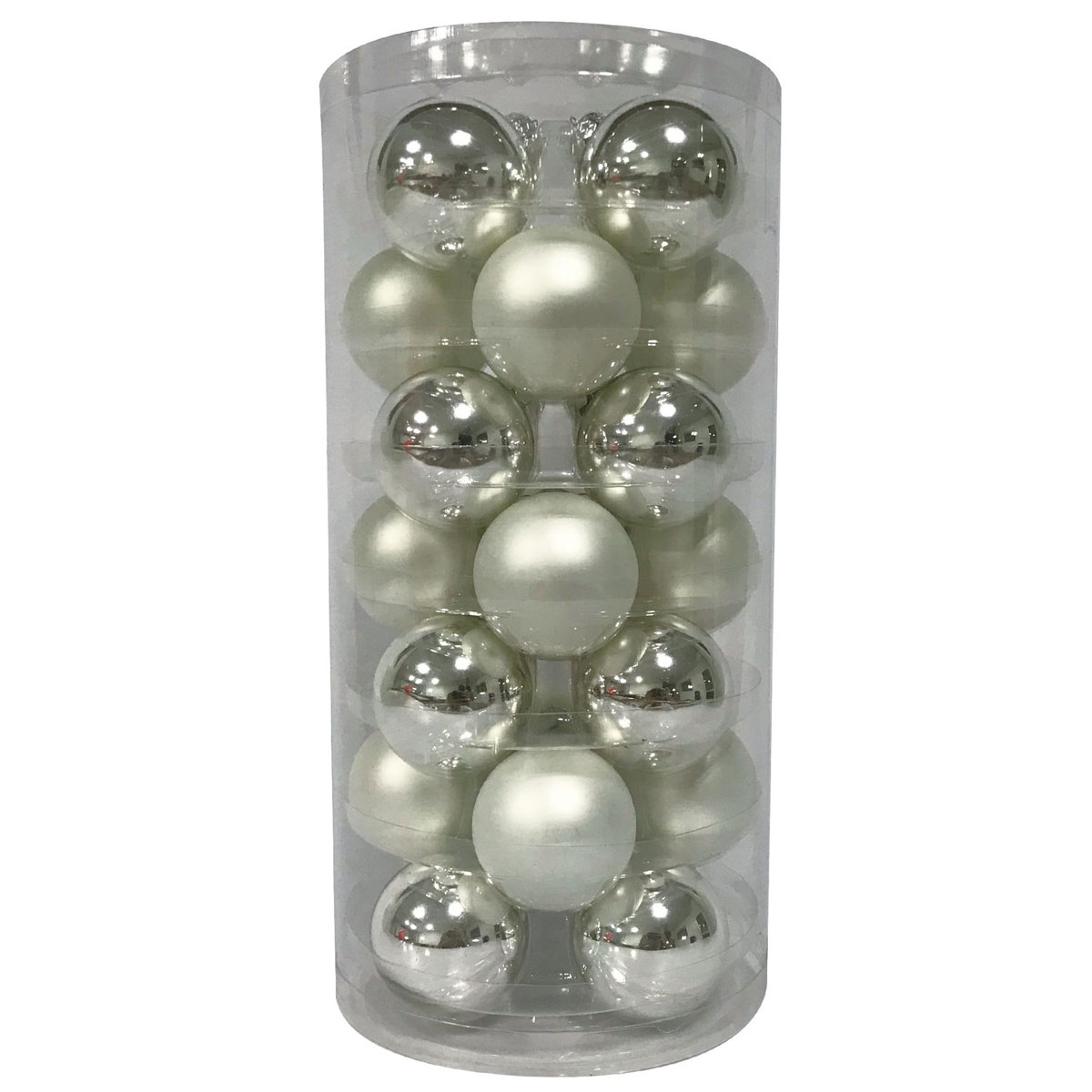 Ambientis Glaskugeln 4,5 cm silber glänzend/weiß matt 28 Stk.