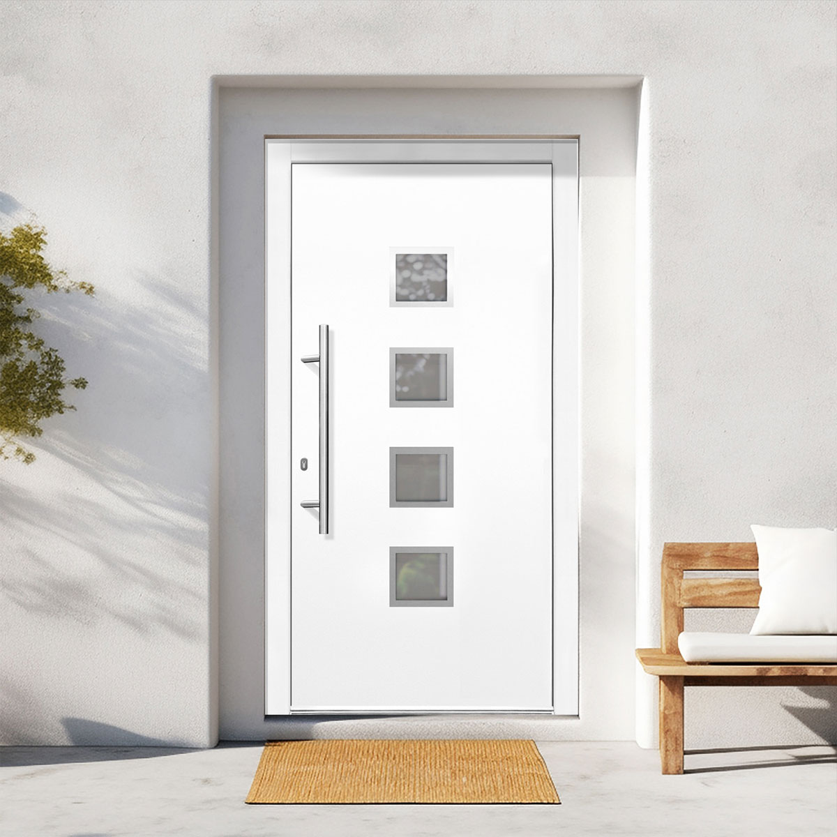 Kunststoff-Haustür Prestige KP08 DIN L weiß 110 x 210 cm Bild 3