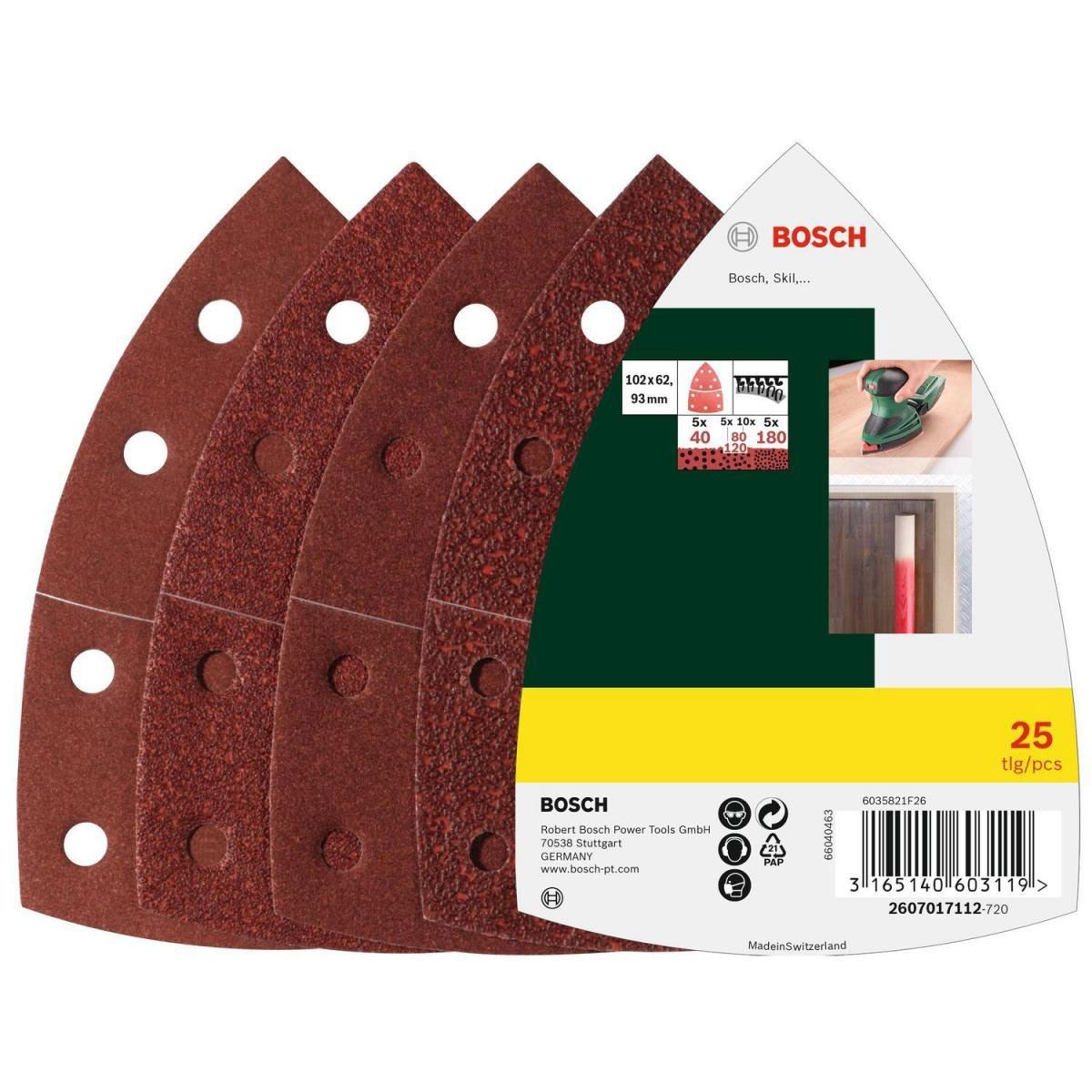 Bosch  Prom Multiblätter 93 mm K40/80/120/180 25 Stück Bild 1