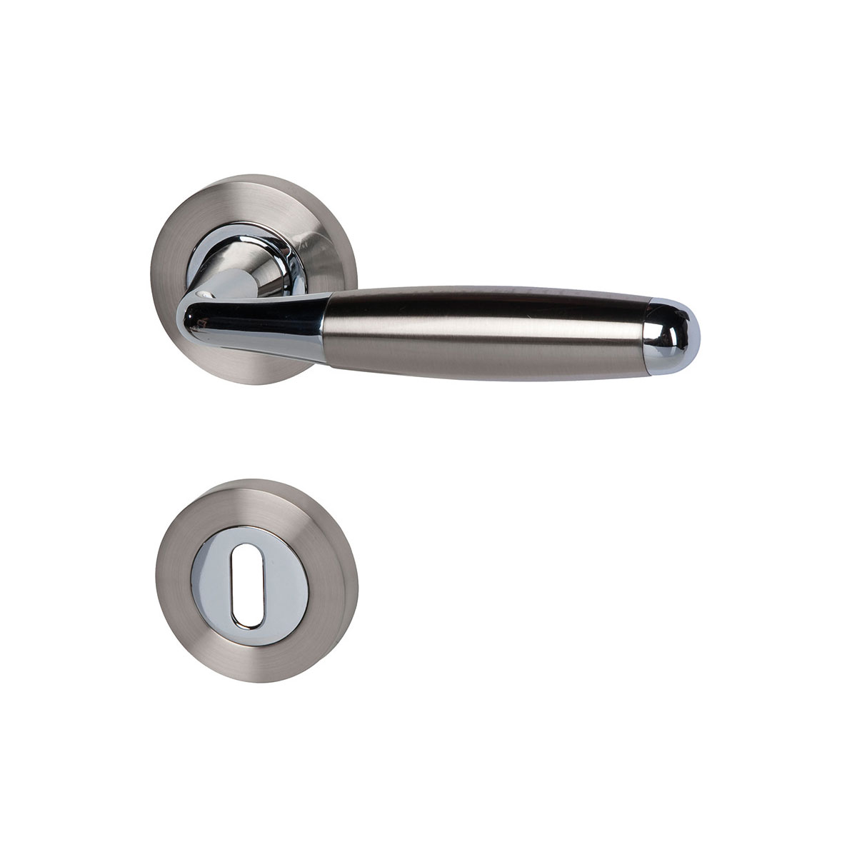 Alpertec Rosettengarnitur Solid 8-R Chrom poliert/edelstahlfärbig satiniert BB