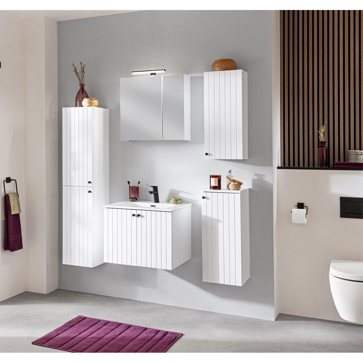 Badmöbel-Set Piet, Spiegelschrank + Waschtischunterschrank, inkl. LED-Aufsatzleuchte Bild 4