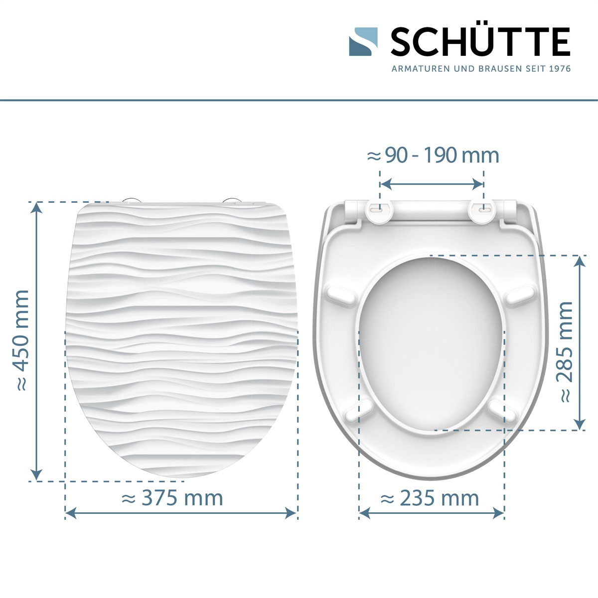 Schütte Duroplast HG WC-Sitz WHITE WAVE mit Absenkautomatik und Schnellverschluss Bild 10