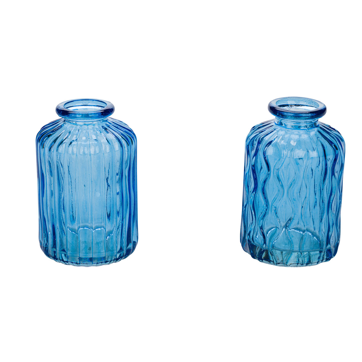 Kunstgewerbe Gehlmann Glasvase blau 2 Designs 6,5 x 10 cm