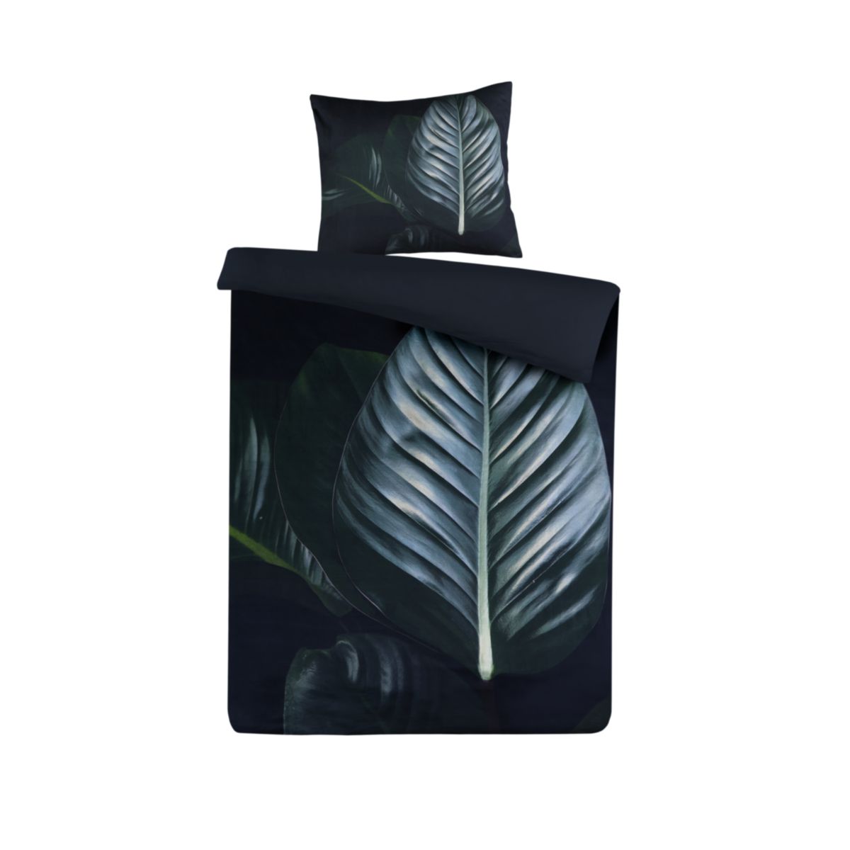 Bettwäsche Tropical 125-DE Schwarz / Grün 135cm x 200cm / 80cm x 80cm