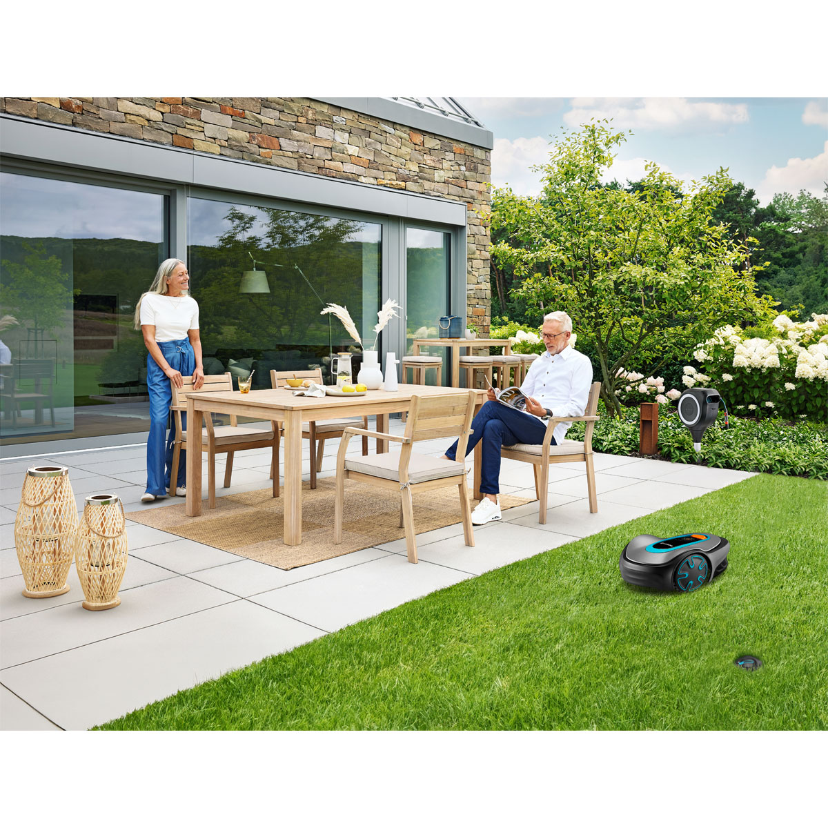 Haveson Stapelsessel Mykonos Akazienholz 58 x 84 x 58 cm hellgrau Bild 5