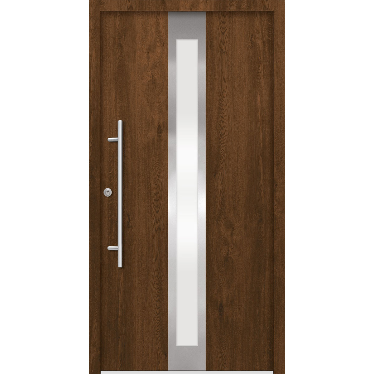 SplenDoor  Premium-Haustür Passivedoor Stockholm RC2 energiesparend einbruchsicher nussbaum 100 x 200 cm links