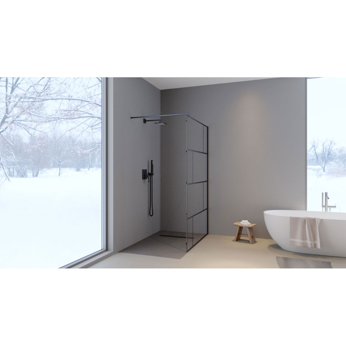 Aurlane Walk In Dusche Bricks schwarz 120 x 195 cm Bild 2